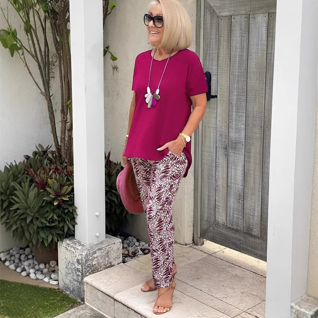 Casual Printed Jacket Pants Set