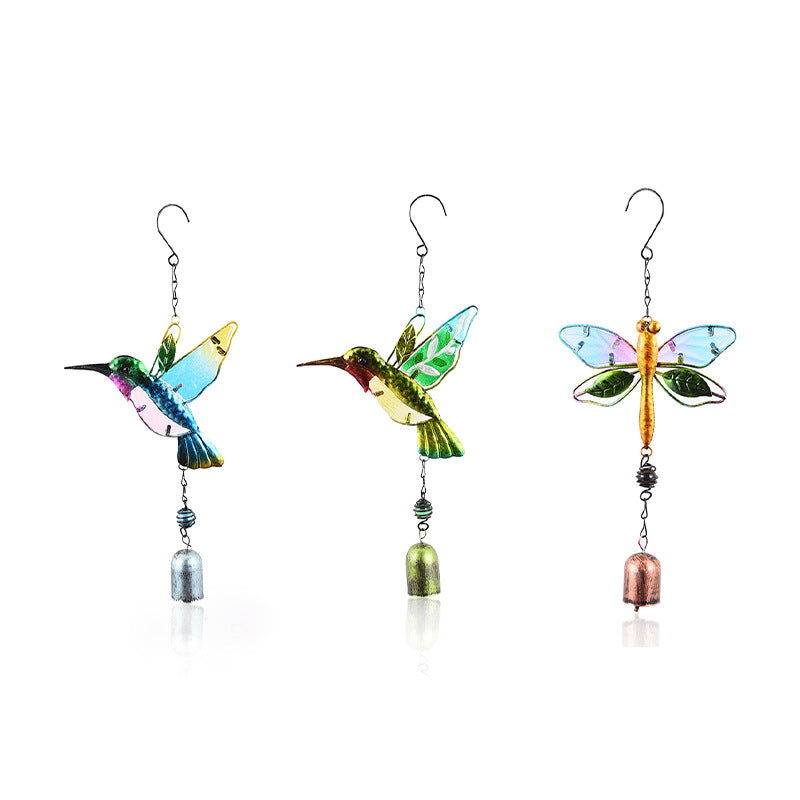 Handmade Kingfisher Glass Painted Metal Wind Chime