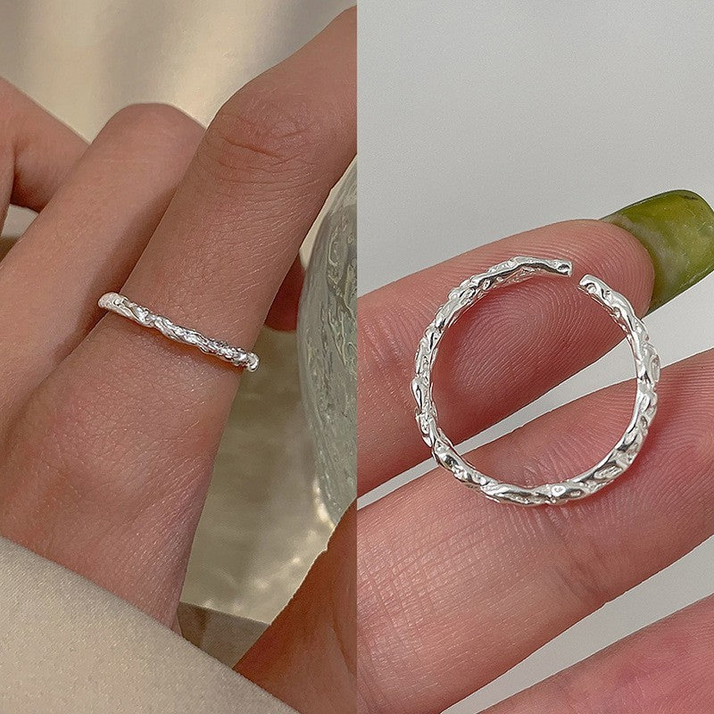 S925 Sterling Silver Geometric Open Ring for Women