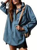 Denim V-Neck Long Sleeve Jacket