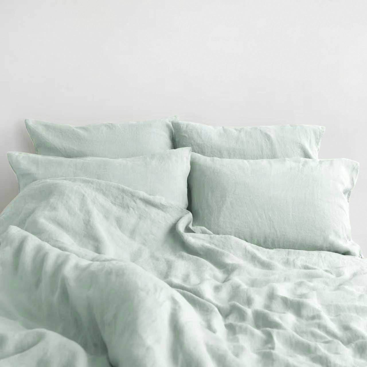 Washed Pure Linen Bed Sheet Solid Color Light Luxury
