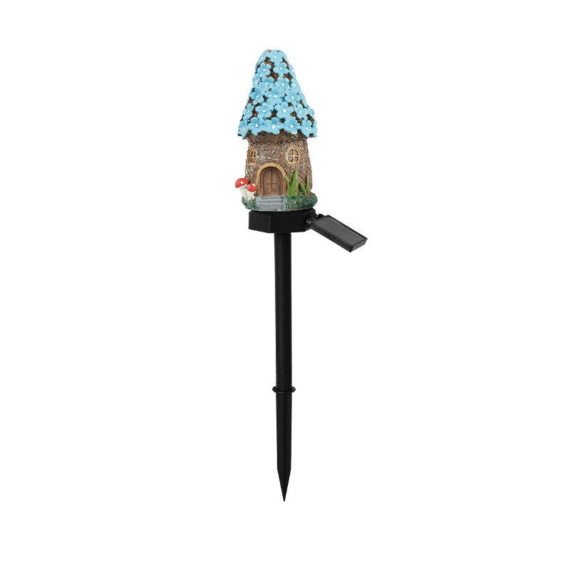 Solar Powered Resin House Garden Light with LED