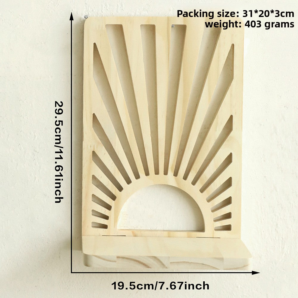 Fan-shaped Hollow Wooden Wall Flower Pot Shelf
