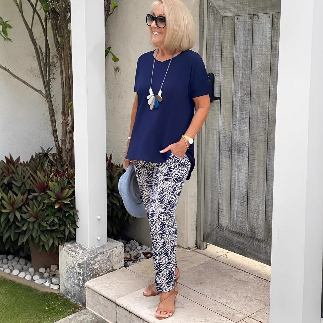 Casual Printed Jacket Pants Set