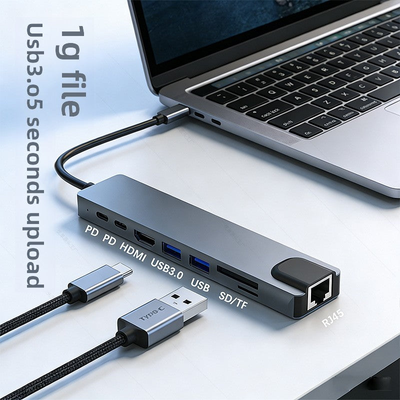 8-in-1 Type-C Docking Station with HDMI Ethernet PD Charging