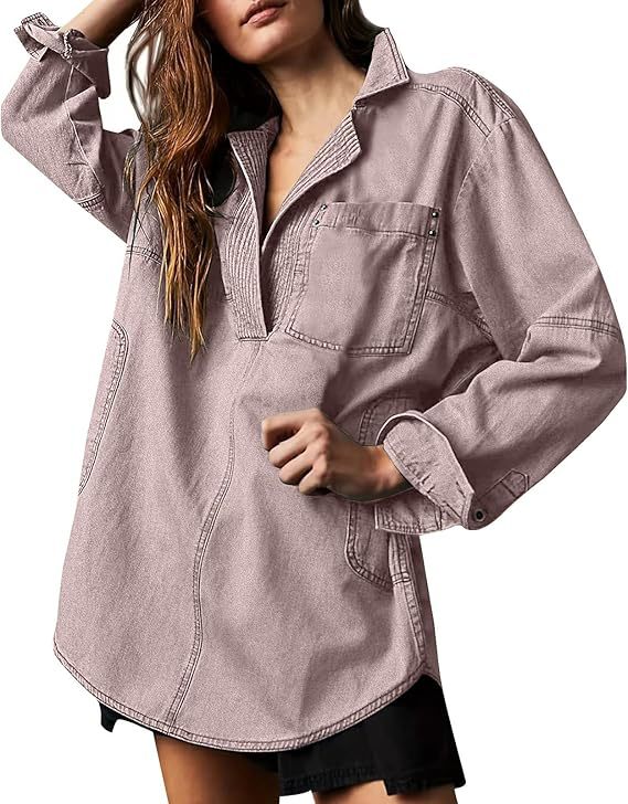 Denim V-Neck Long Sleeve Jacket