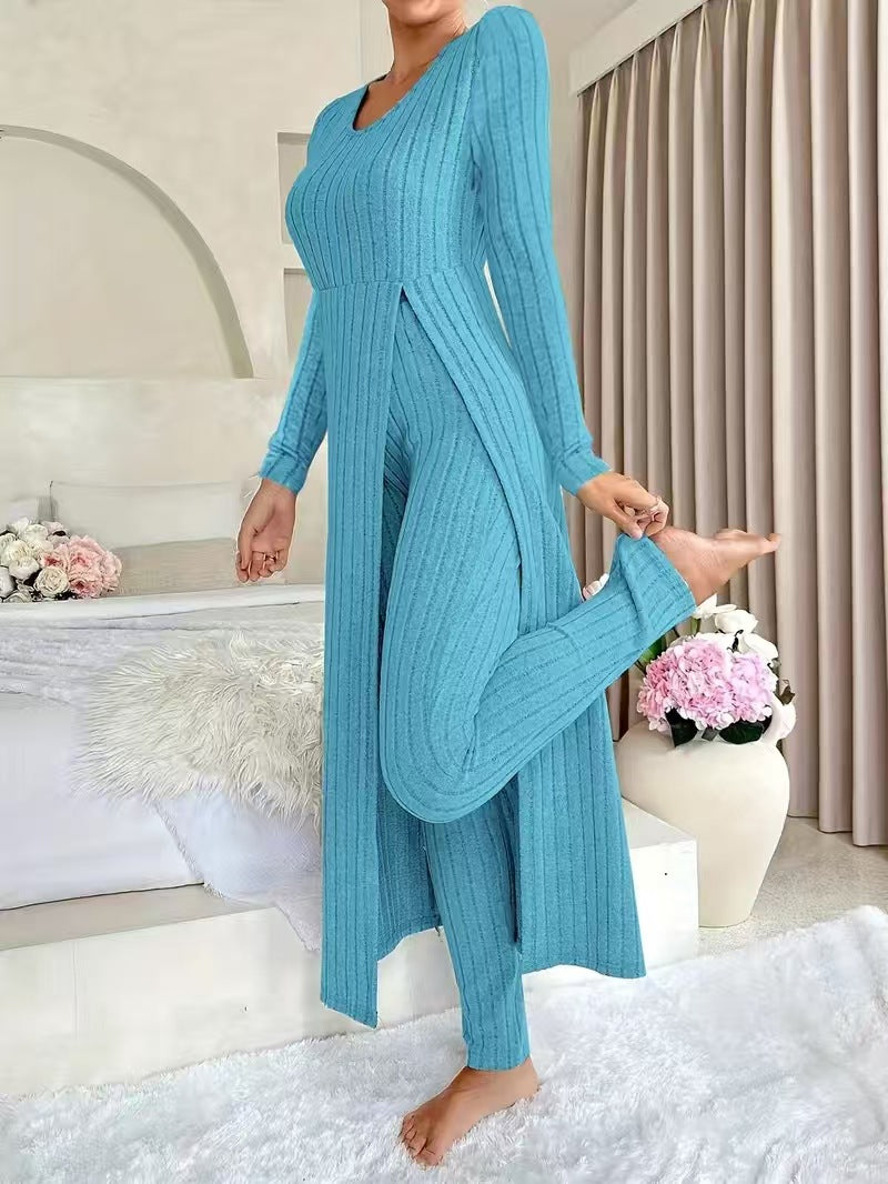 Women's Round Neck Long Sleeve Two-Piece Set