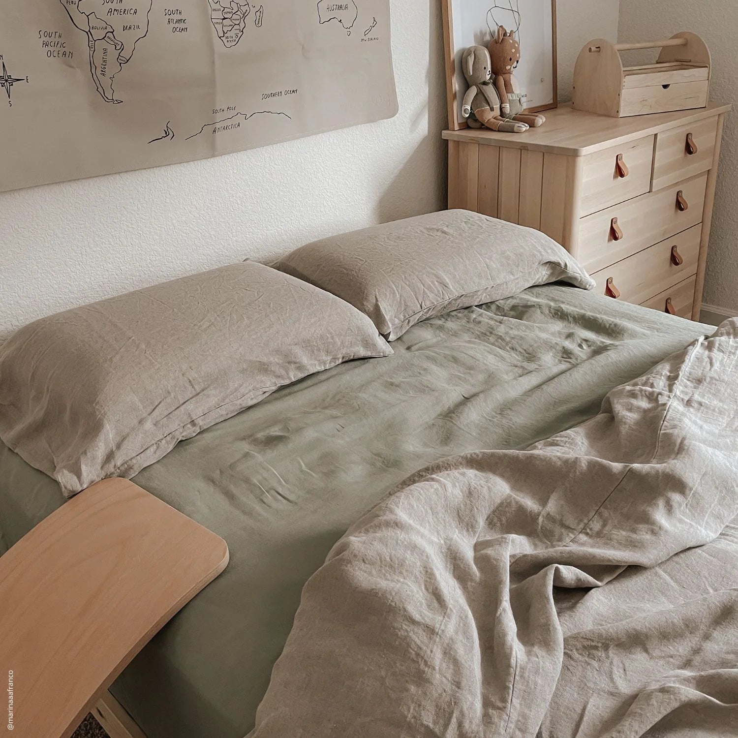 Washed Pure Linen Bed Sheet Solid Color Light Luxury