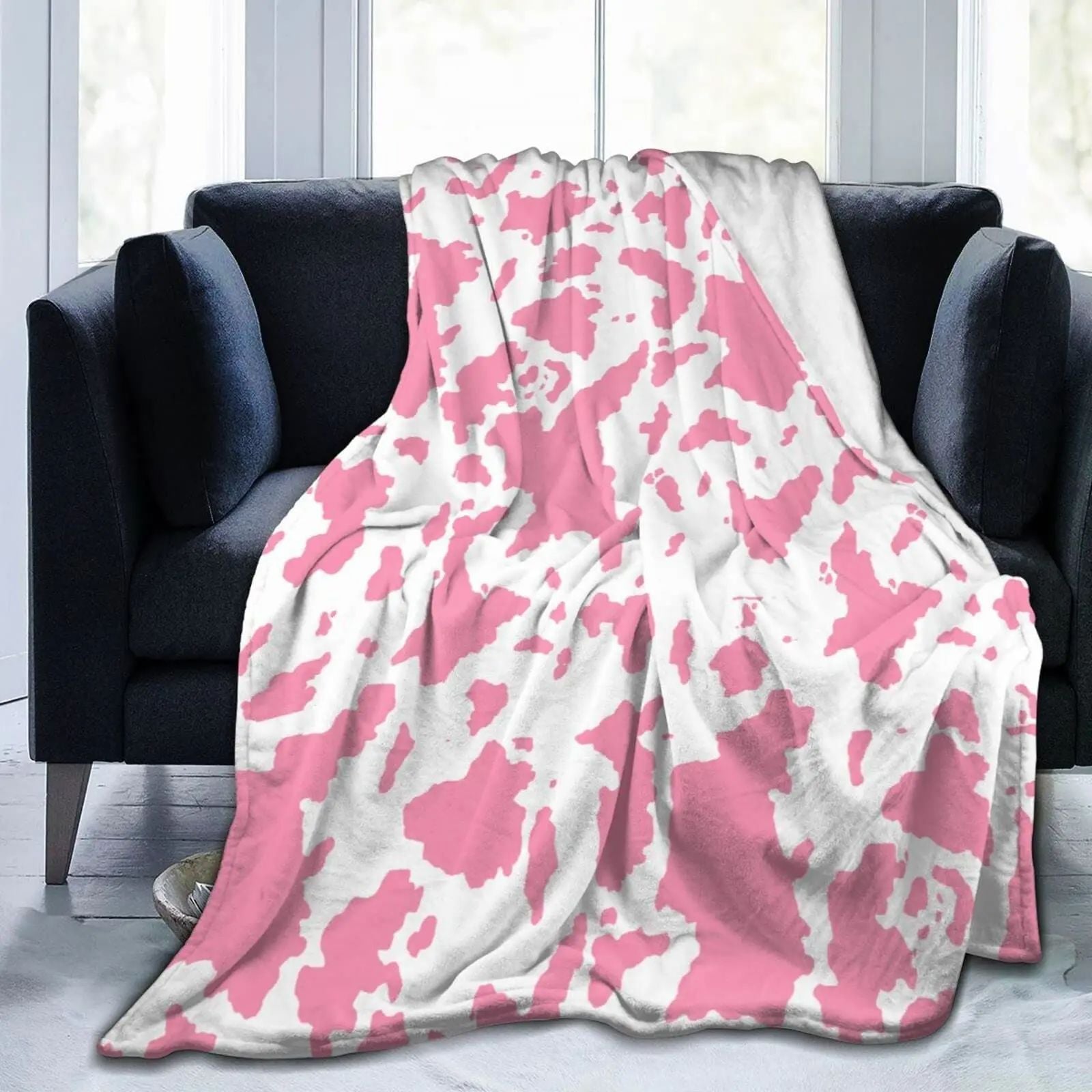 Cow Print Flannel Blanket Soft Warm Lightweight for All Seasons