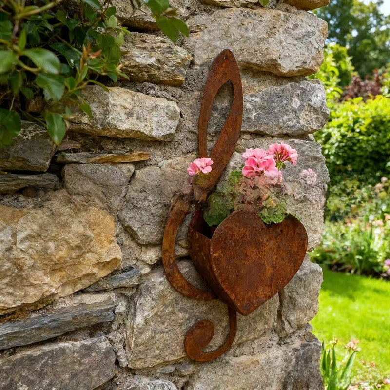 Musical Note Heart Shaped Wall Mounted Flower Pot