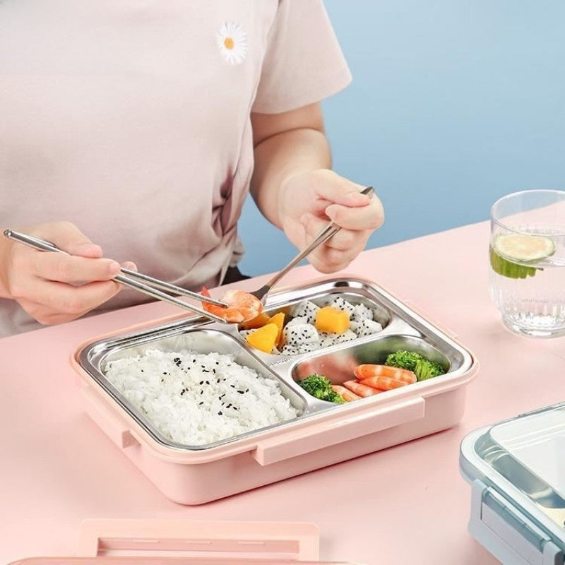 Stainless Steel Compartment Lunch Box with Utensils
