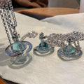 Stereo Planet Alloy Necklace with Rhinestone