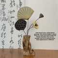 Solid Wood Zen Vase with Dried Flowers