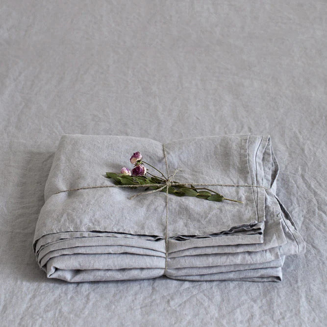 Washed Pure Linen Bed Sheet Solid Color Light Luxury