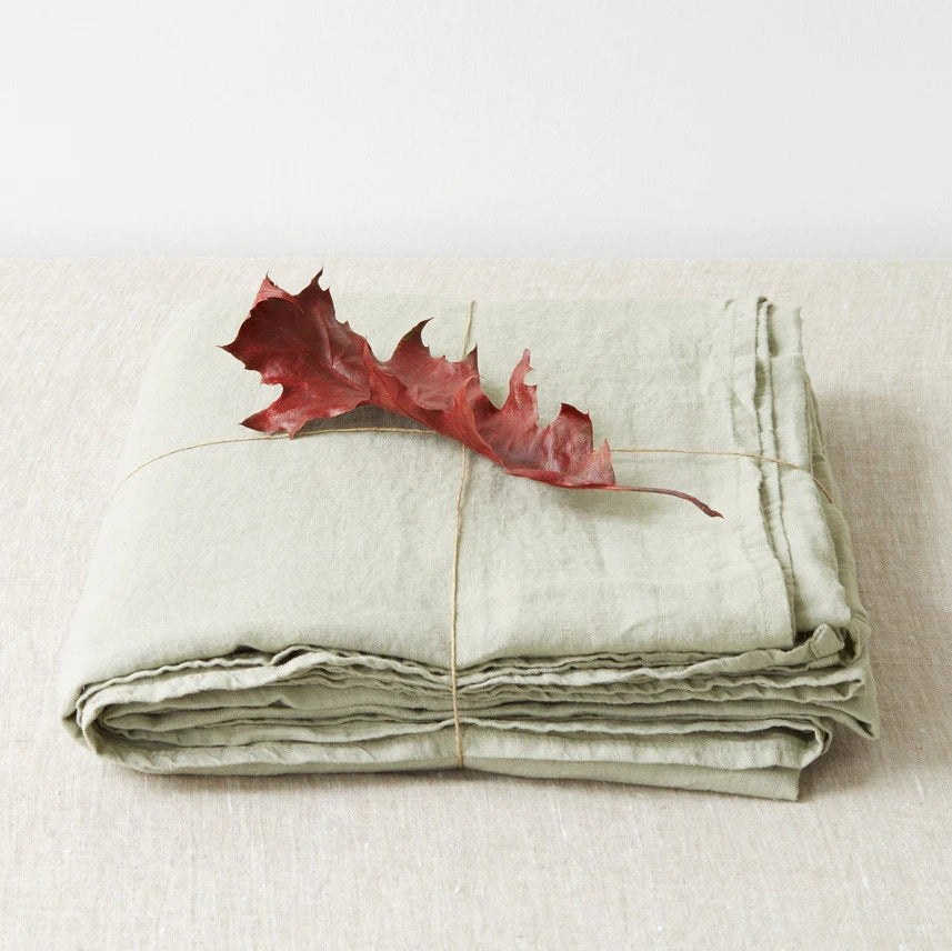 Washed Pure Linen Bed Sheet Solid Color Light Luxury