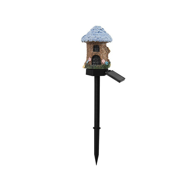 Solar Powered Resin House Garden Light with LED