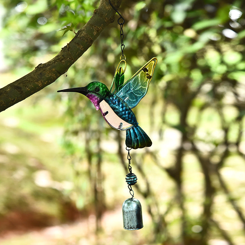 Handmade Kingfisher Glass Painted Metal Wind Chime