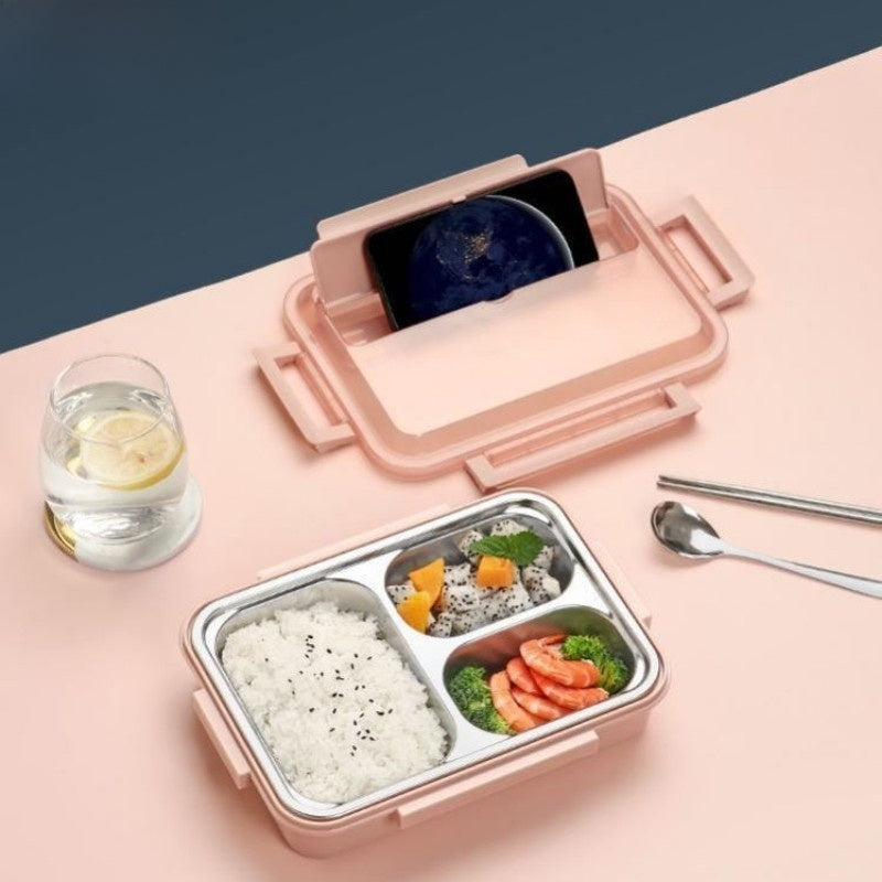 Stainless Steel Compartment Lunch Box with Utensils