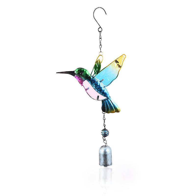 Handmade Kingfisher Glass Painted Metal Wind Chime