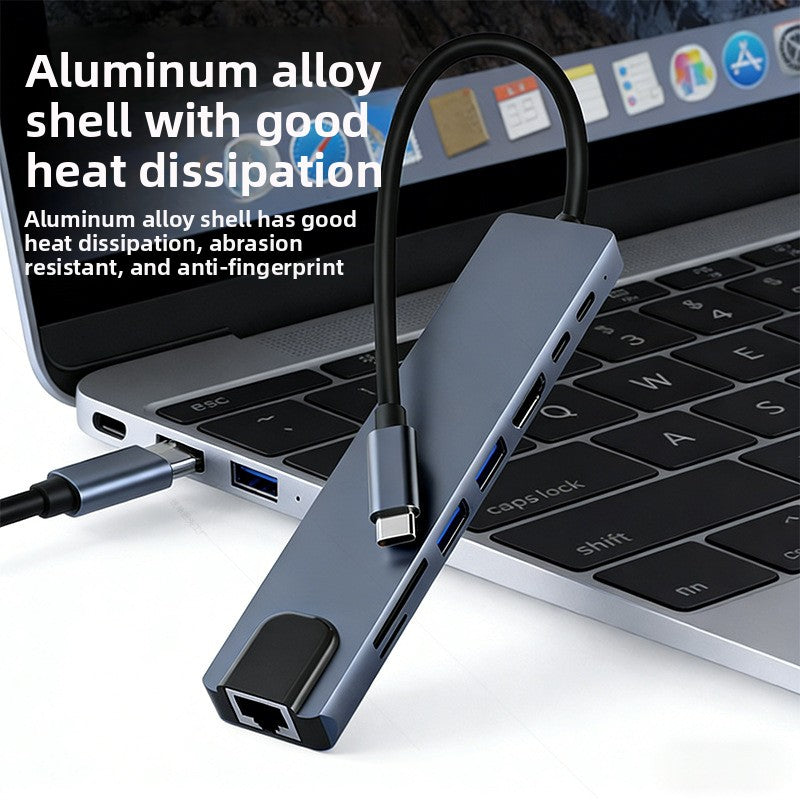 8-in-1 Type-C Docking Station with HDMI Ethernet PD Charging