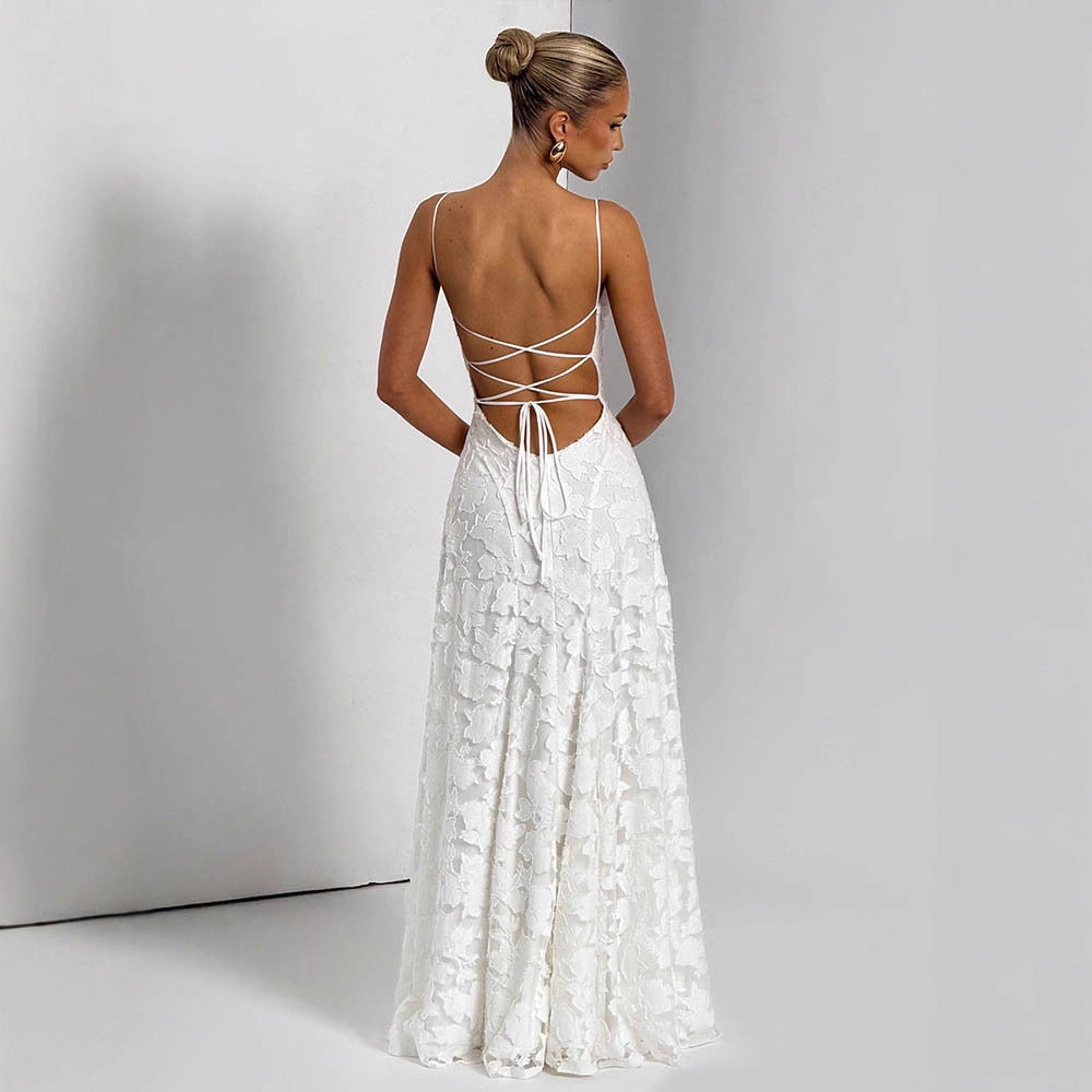 Elegant Sleeveless Suspender Dress with Cross Back Straps