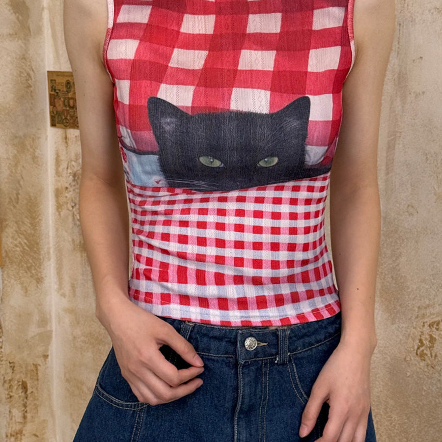 Plaid Detachable Strap A-Line Vest