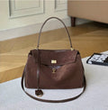 PU Leather Lock Closure Shoulder Tote Bag