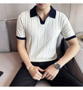 Lapel Polo Shirt Men Jacquard Contrast Color