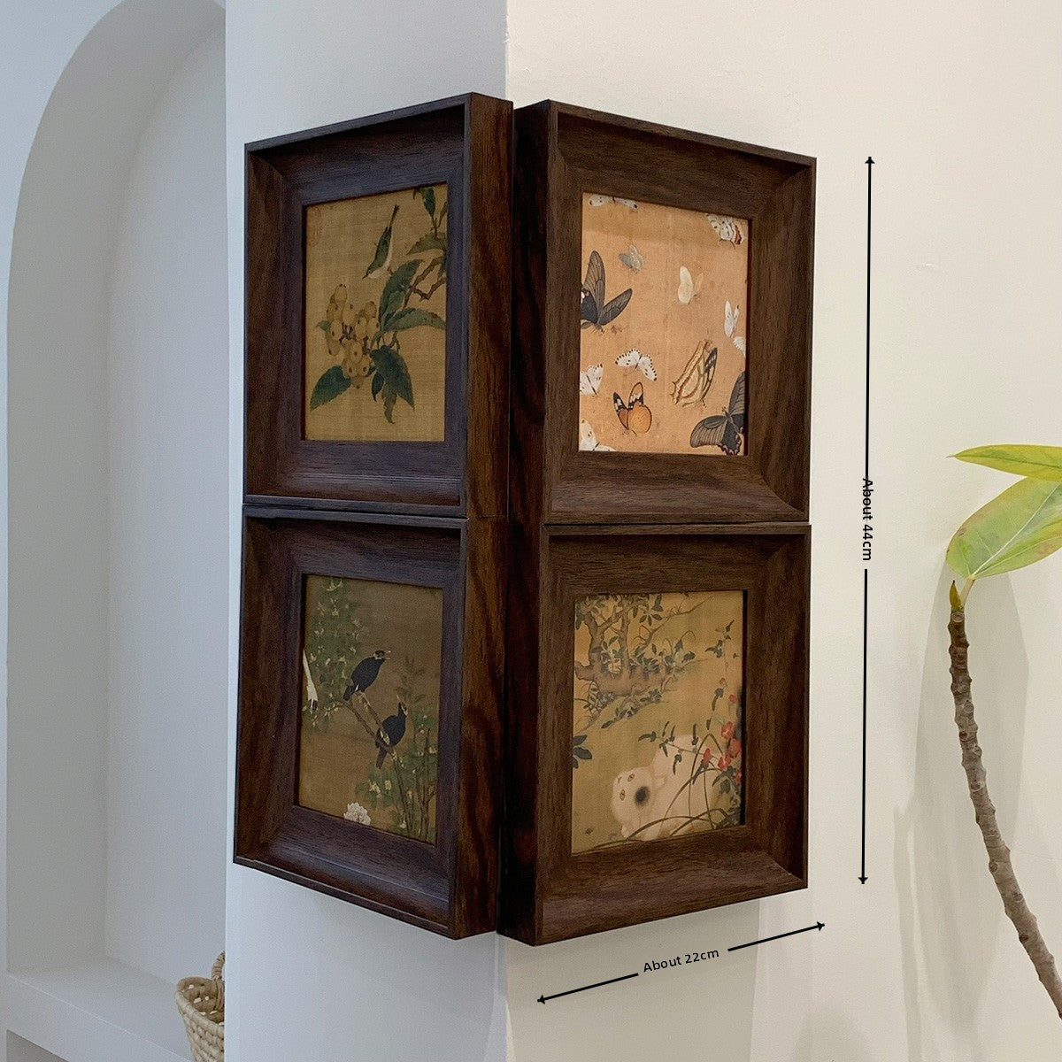 Solid Wood Zen Vase with Dried Flowers