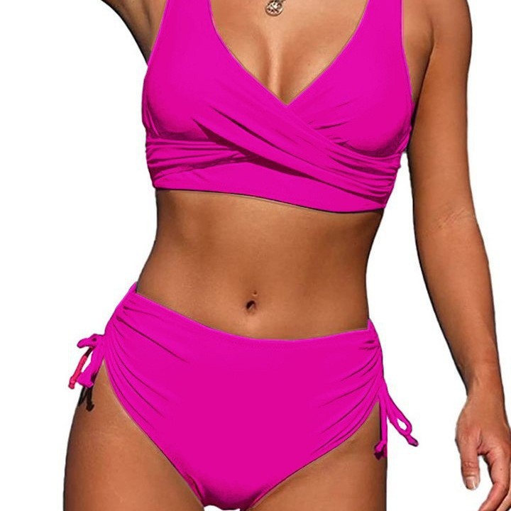Lace-Up Cut-Out High Waist Bikini Swimsuit