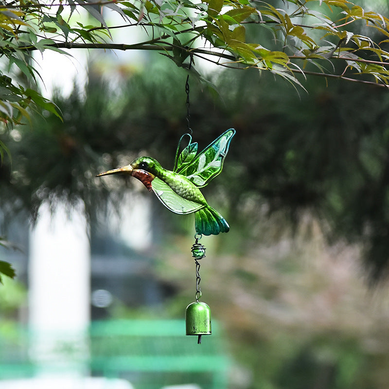 Handmade Kingfisher Glass Painted Metal Wind Chime