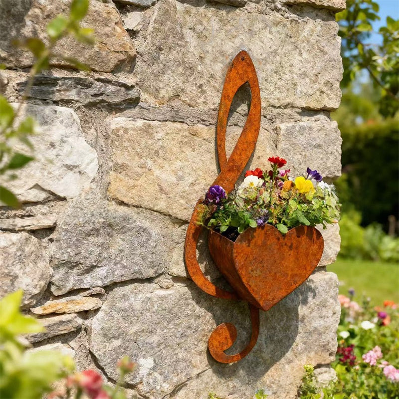 Musical Note Heart Shaped Wall Mounted Flower Pot