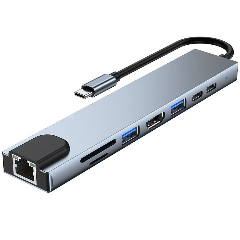 8-in-1 Type-C Docking Station with HDMI Ethernet PD Charging