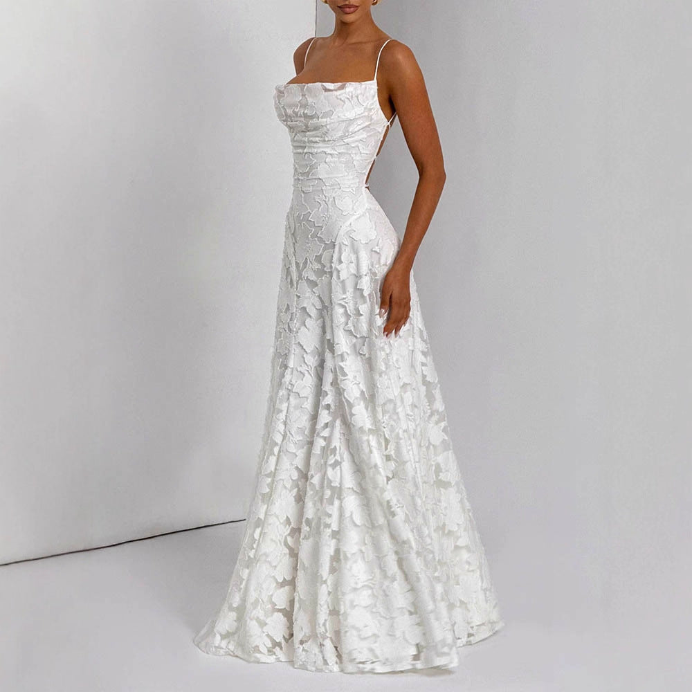 Elegant Sleeveless Suspender Dress with Cross Back Straps